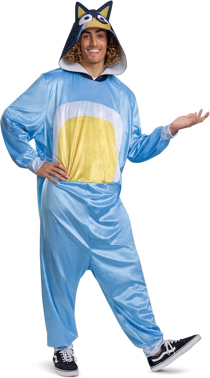 Disguise Bluey Bandit Costume, Official Bluey Dad Costume and Headpiece for Adults, One Size